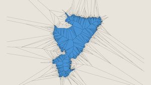 A voronoi diagram created from the vertices of a polygon